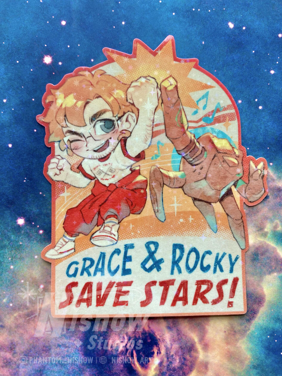 Project Hail Mary - Grace Rocky Save Stars Sticker